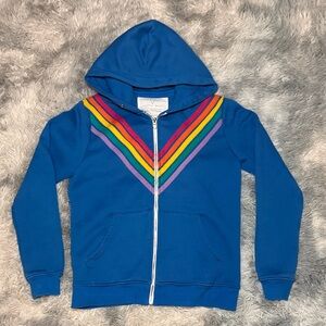 Crystal Wolf Joey Graceffa Daniel Preda Women’s L Blue Hoodie Colorful V Stripes